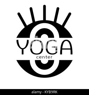 Yoga logo, vector icon, emblem for yoga center. Stylized image of the eye isolated on white background Stock Vector