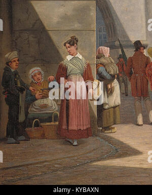Martinus Rørbye - The Prison of Copenhagen - Google Art Project Tradescene and female beggar Stock Photo