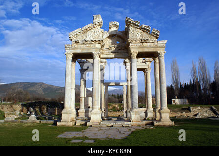 Old white gate in Aphrodisias, Turkey Stock Photo