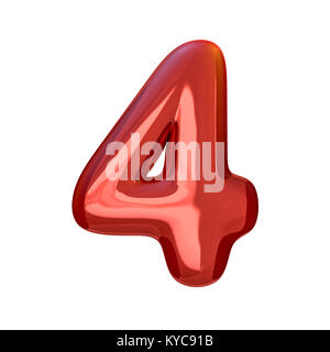 Red numbers made of inflatable balloons isolated on transparent background. 3D rendering Stock Photo