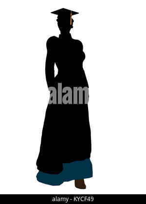 African american graduate silhouette on a white background Stock Photo