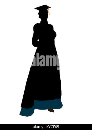 African american graduate silhouette on a white background Stock Photo