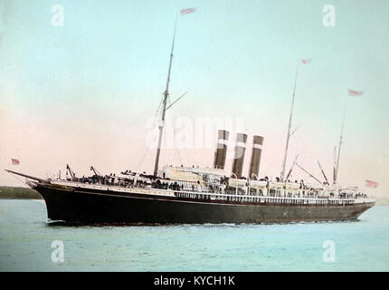 Steamship Paris, French ocean liner, early 1900s, hand coloured photo Stock Photo
