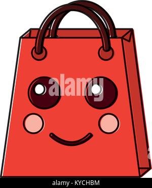 shopping bag character kawaii style Stock Vector