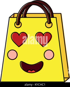 shopping bag character kawaii style Stock Vector