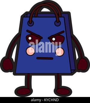 shopping bag character kawaii style Stock Vector