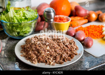 a preparation of hachis parmentier, French cuisine Stock Photo