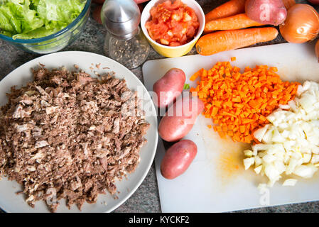 a preparation of hachis parmentier, French cuisine Stock Photo