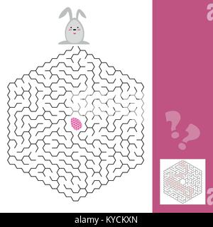 Easter maze game or activity page for kids with answer Stock Vector