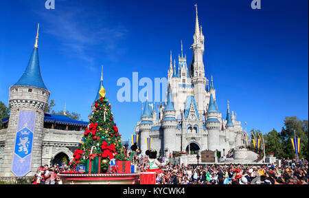 Christmas Parade in Magic Kingdom, Orlando, Florida Stock Photo