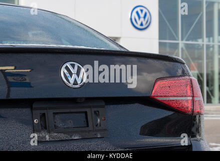 Detroit, USA. 14th Jan, 2018. A Volkswagen on the forecourt of a dealership in Detroit, Michigan, USA, on 14 January 2018. Credit: Boris Roessler/dpa/Alamy Live News Stock Photo