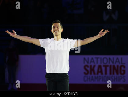 Vancouver, British Columbia, Canada. 14th Jan, 2018. PATRICK CHAN performs at the exhibition gala during the 2018 Canadian Tire National Figure Skating Championships at Doug Mitchell Thunderbird Sports Centre on January 14, 2018 in Vancouver, BC, Canada. Credit: Andrew Chin/ZUMA Wire/ZUMAPRESS.com/Alamy Live News Stock Photo