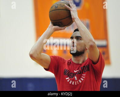 Washington, United States. 11th Jan, 2018. Tomas Satoransky (Washington) is portrayed during a training session of Washington Wizards in Washington, USA, on January 11, 2018. Credit: David Svab/CTK Photo/Alamy Live News Stock Photo