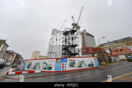 Brighton, UK. 15th Jan, 2018. Construction work continues on the £485 million redevelopment project at the Royal Sussex County Hospital in Brighton . The project is being publicly funded not using private finance and is due to be complete in 2023 Credit: Simon Dack/Alamy Live News Stock Photo