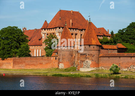 The Malbork Castle in Poland at Nogat river, Order of the Teutonic Knights fortified monastery. Stock Photo
