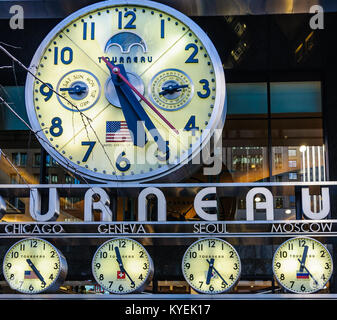 Clocks in the Tourneau Building in New York, USA Stock Photo