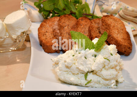 Italy Piedmont Mousse Of Tomini Cheese and Ricotta cheese Stock Photo