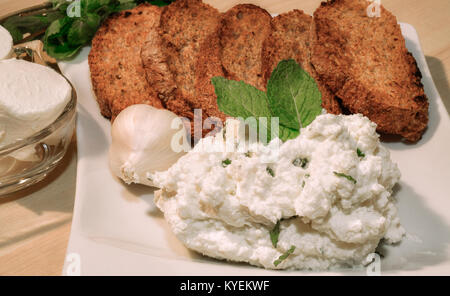 Italy Piedmont Mousse Of Tomini Cheese and Ricotta cheese Stock Photo