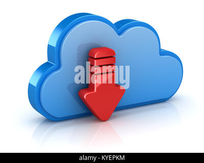 Cloud System Download Concept , This is a 3d rendered computer generated image. Isolated on white. Stock Photo