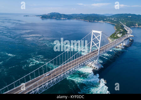 Onaruto Bridge, view from Naruto City, Tokushima Prefecture, Japan. Stock Photo