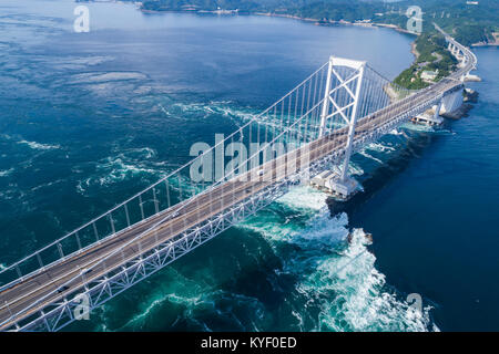 Onaruto Bridge, view from Naruto City, Tokushima Prefecture, Japan. Stock Photo