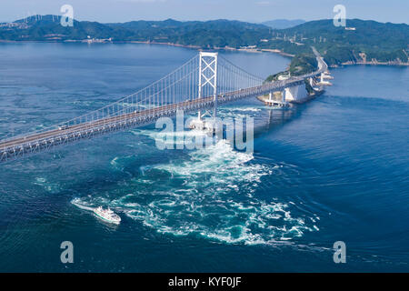 Onaruto Bridge, view from Naruto City, Tokushima Prefecture, Japan. Stock Photo