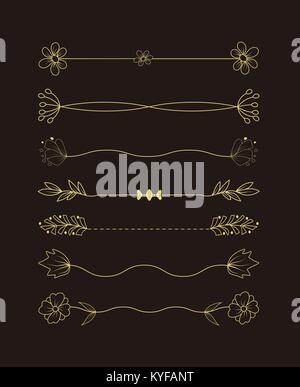 Collection of handdrawn borders made with brush and ink. Unique swirls and dividers for your design. Ink borders. Vector dividers. Stock Vector