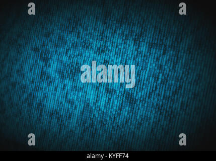 Abstract binary code on computer screen as technology background. IT industry, cybersecurity and networks concept with selective focus. Stock Photo