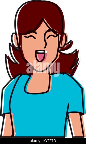 Woman profile smiling cartoon Stock Vector