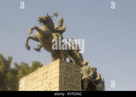 Image of the Statue of Nadir Shah One of the main leaders of the Persian Empire, t is a statue of the Shah and is riding his horse And he was succeede Stock Photo