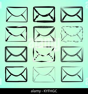 Icons of mail in different styles Stock Vector
