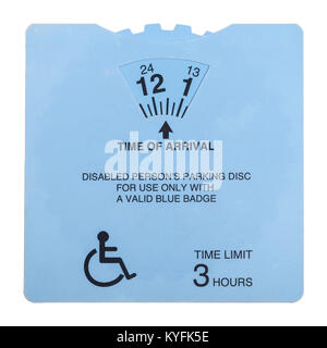 Time of Arrival indicator for use with a disabled person's parking disc or blue badge Stock Photo