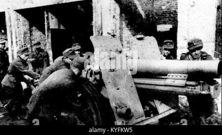 A 1944 military photograph depicting combat in Cherbourg, France ...