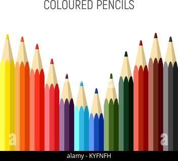 set of 12 colored pencils. vector illustration Stock Vector