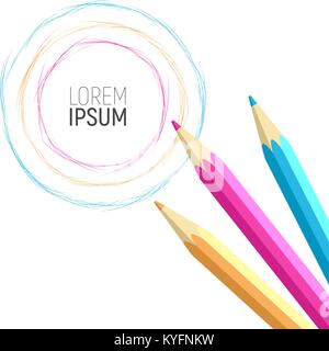 colored pencils and circular strokes. vector element for logo or other design Stock Vector