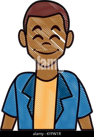 Man afro profile smiling cartoon in black and white vector illustration ...