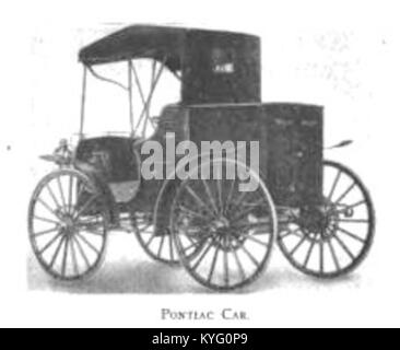 A rear view of the 1908 Pontiac Highwheeler Runabout, an early American ...