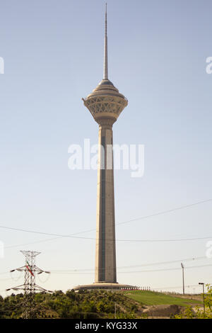 Picture of Tower Milad in the Iranian capital Tehran, and it is one of the main landmarks in Tehran. Stock Photo