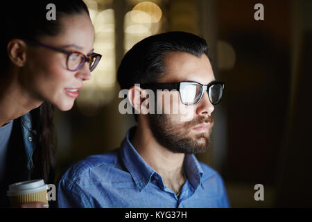Late evening in office Stock Photo