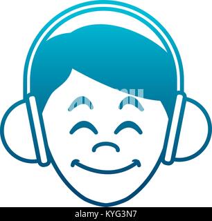 Man with music headphones Stock Vector
