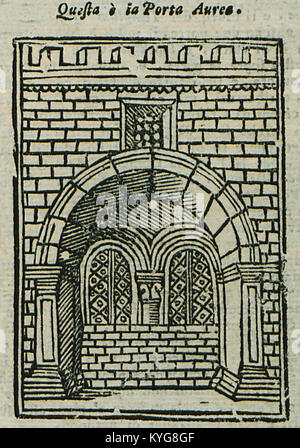 Porta Aurea by Bianco Noe (1600) is an artistic work depicting the golden gate, featuring Renaissance architectural elements and cultural symbolism in Italy. Stock Photo