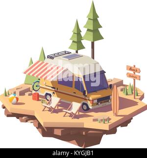 Vector low poly RV camper van Stock Vector