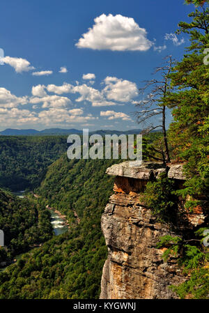 Rocky overlook of New River Gorge West Virginia Stock Photo