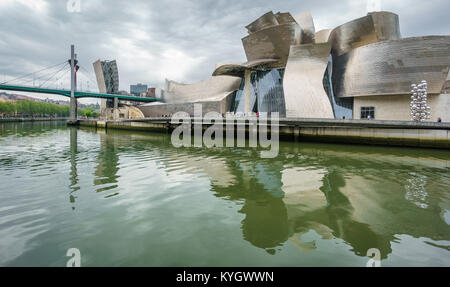 Guggenheim museum, Bilbao, - April 24, 2015: Guggenheim museum represents new era for the previously industry based city in Bilbao Stock Photo