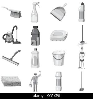 Cleaning icons set monochrome Stock Vector