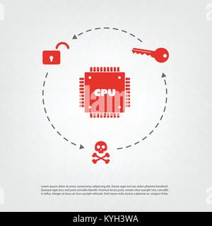 Password or Data Leak Problem Due to CPU Bugs and Vulnerabilities - IT Security Concept Design Stock Vector