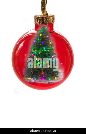 Christmas tree and red bauble. Stock Photo