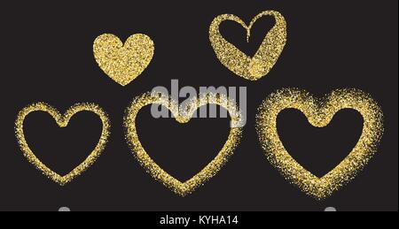 Golden confetti valentine heart Stock Vector
