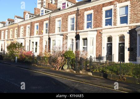 Terraced houses on Falconar Street in Newcastle upon Tyne Stock Photo