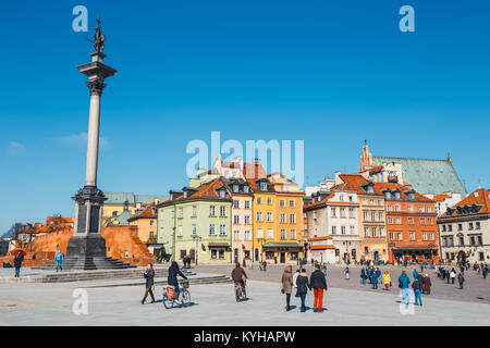 WARSAW, POLAND, 13 march 2016: Old town square in Warsaw in a sunny day. Warsaw is the capital of Poland Stock Photo